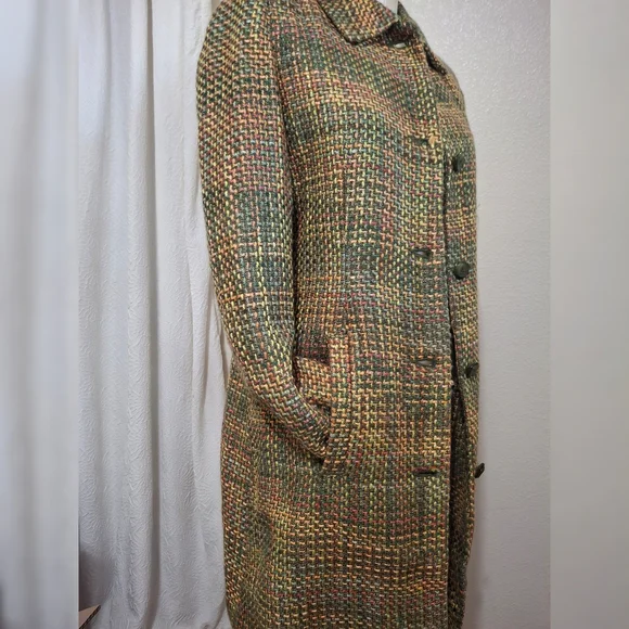 Requirements Multicolor Tweed Trench Coat Sz 8 - Picture 9 of 16